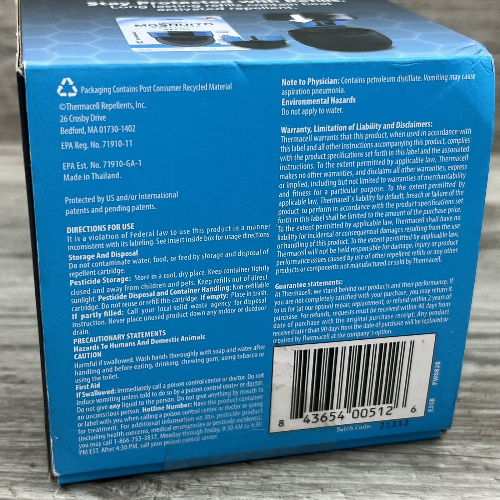 Thermacell Rechargeable Mosquito Repeller – Blue – E55B Sealed