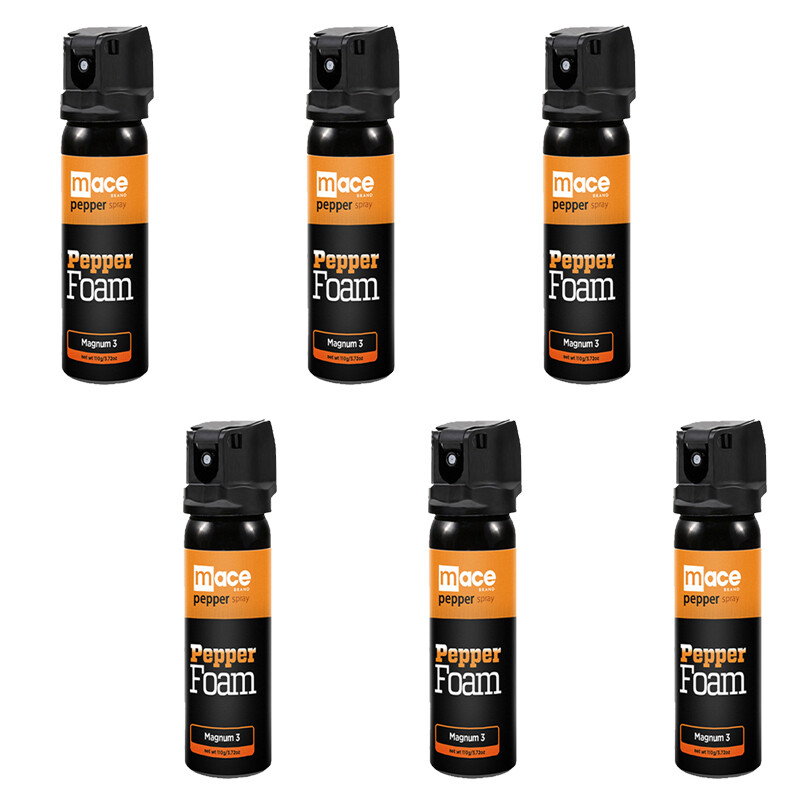 6 Pack Mace Magnum 3 Pepper Spray 110 ml MACE Foam 3.7oz