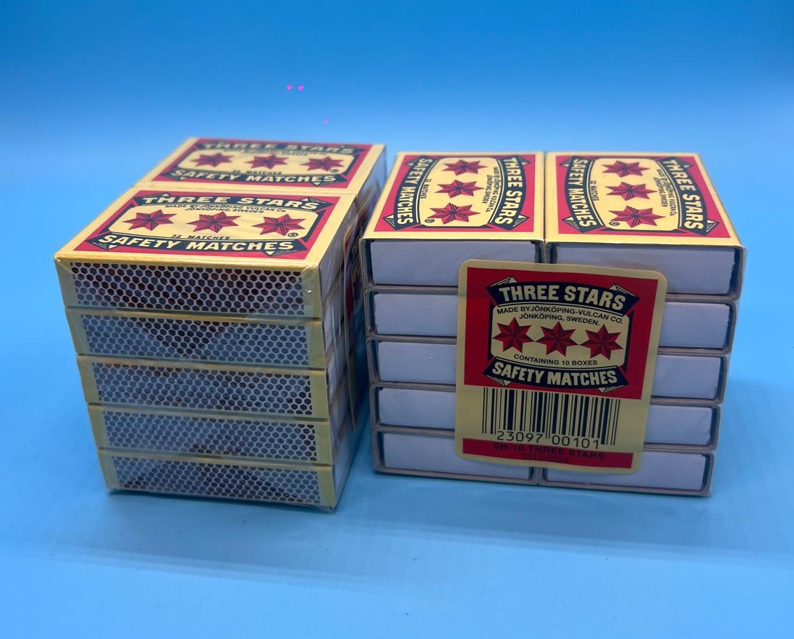 Swedish Camping Matches Three Stars Safety Matches 2 PAKAGES-10 BOXES PER PACK