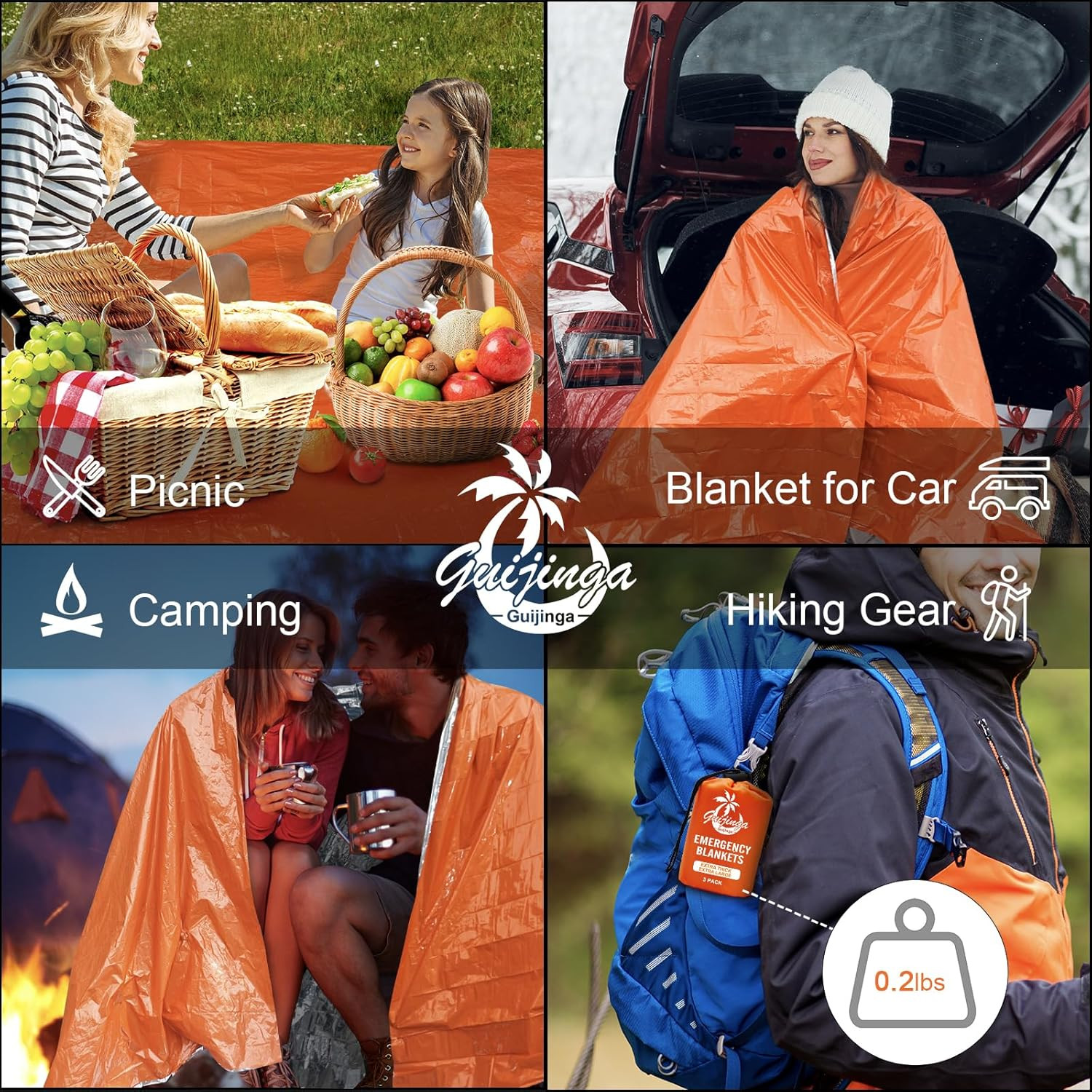 3-Pack Emergency Blanket, Extra-Thick Extra-Large Survival Blanket, Thermal R…