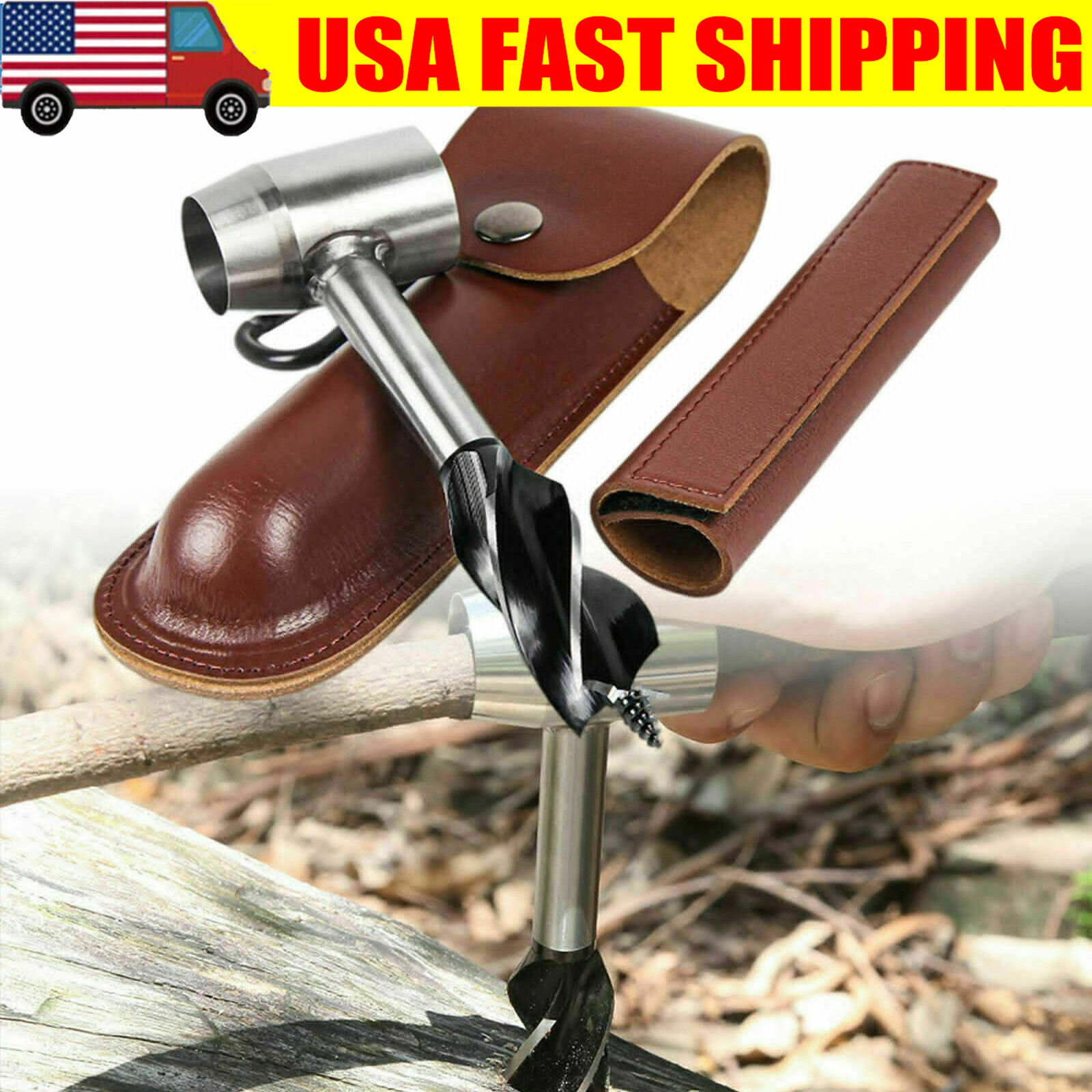 Manual Hand Auger Wrench Outdoor Survival Wood Drill Bushcraft Camping Tool