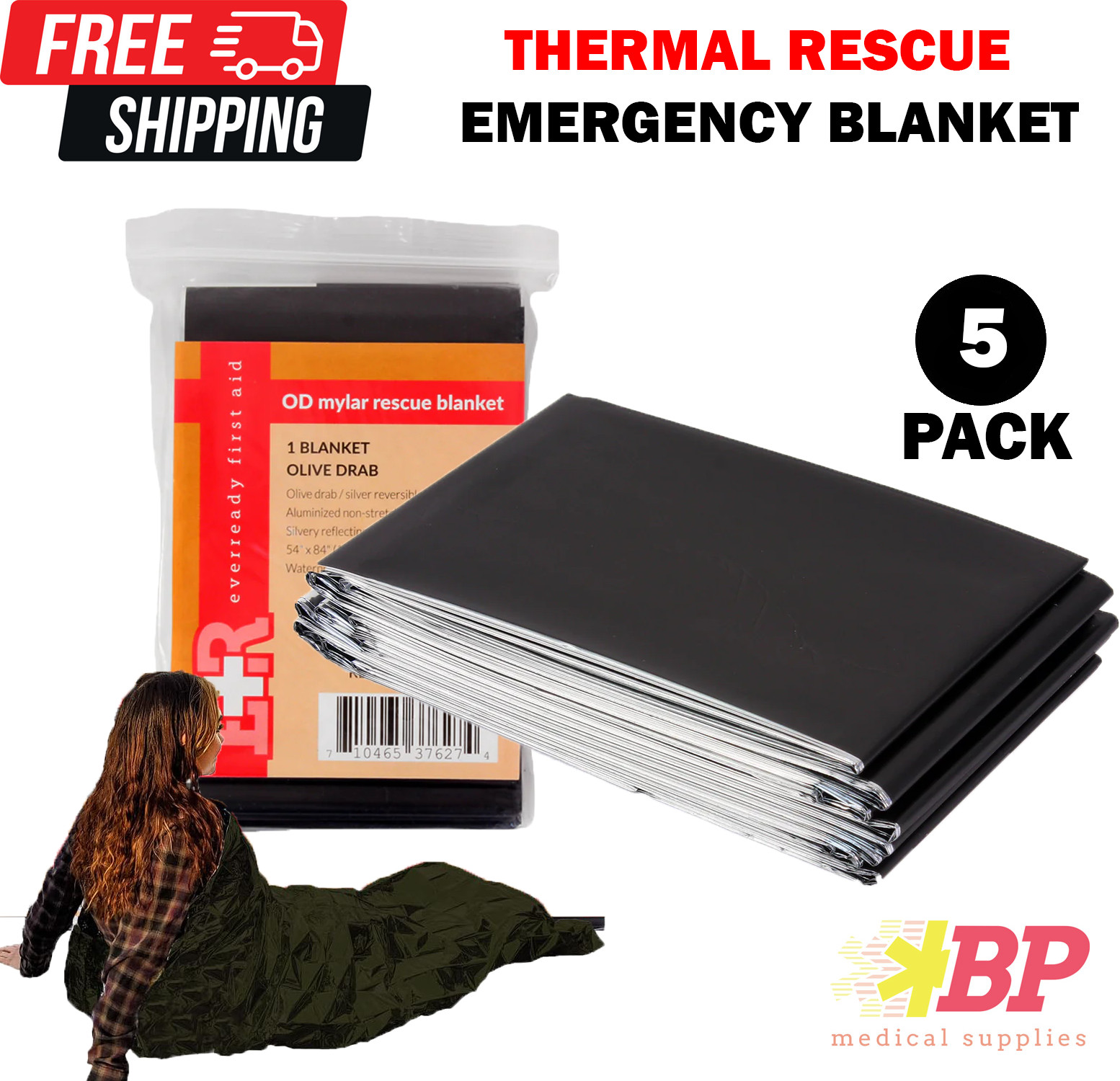 Ever Ready Emergency Rescue Space Thermal Mylar Blankets 52″ x 84″ – 5 Pack