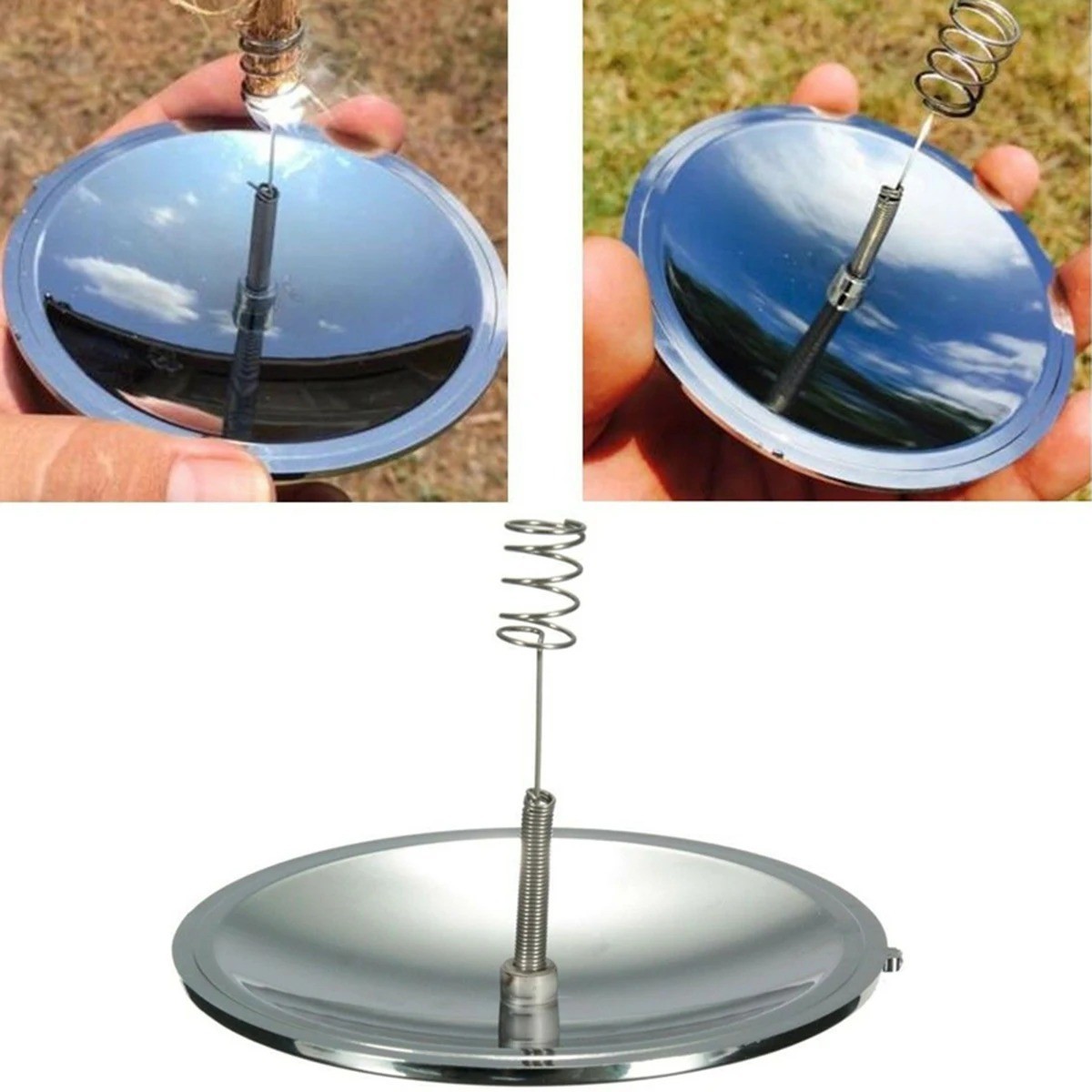 Solar Parabolic Mirror Fire Starter Emergency Survival Camping Hiking Tool Kit