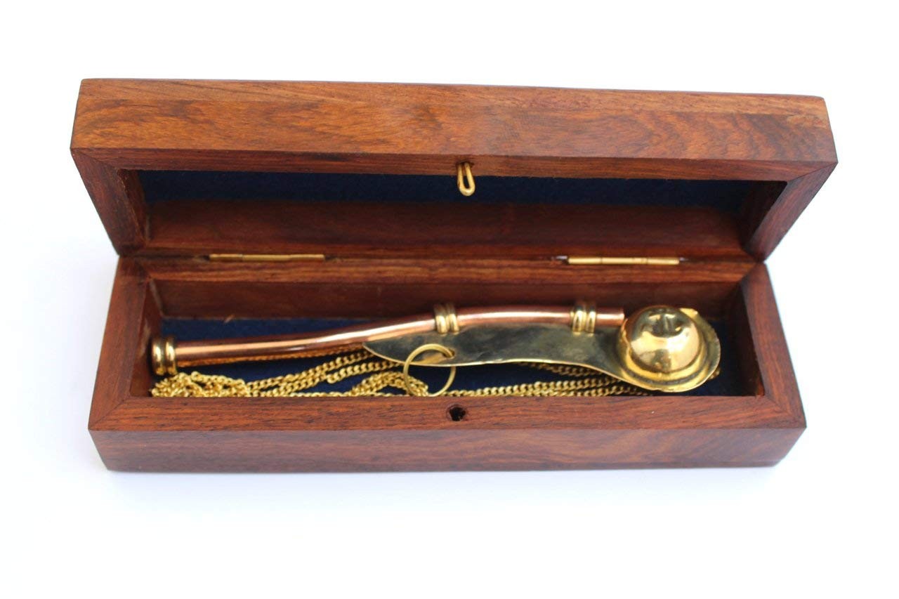Nautical Solid Brass & Copper Boatswain 5″ Whistle 6 Inch, as show picture