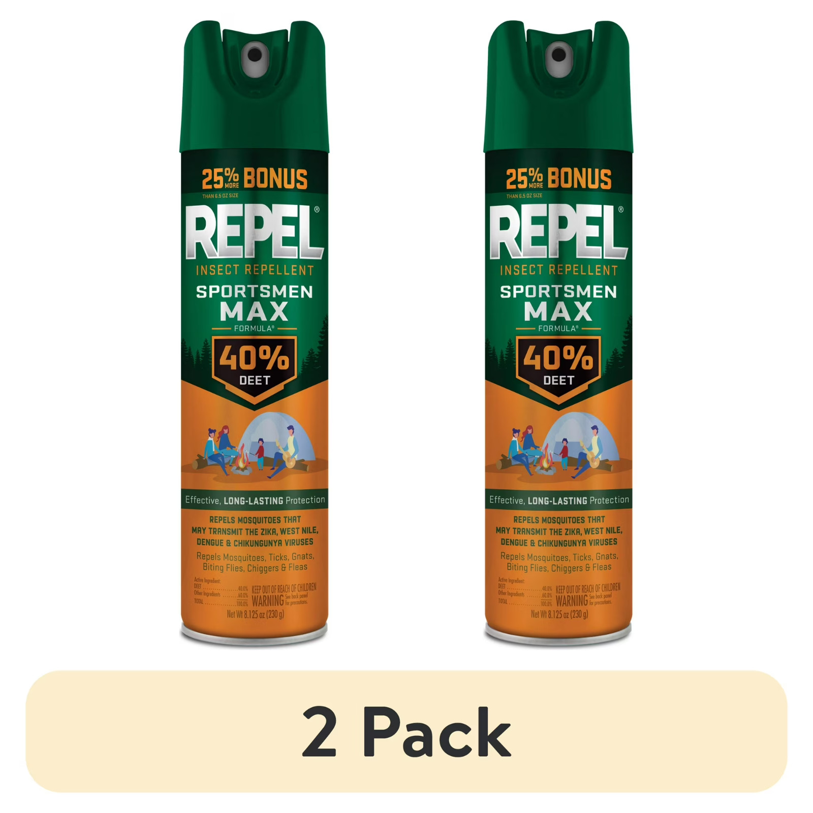 Repel Insect Repellent Sportsmen Max Formula 40% DEET Aerosol Value Pack, 2 Cans