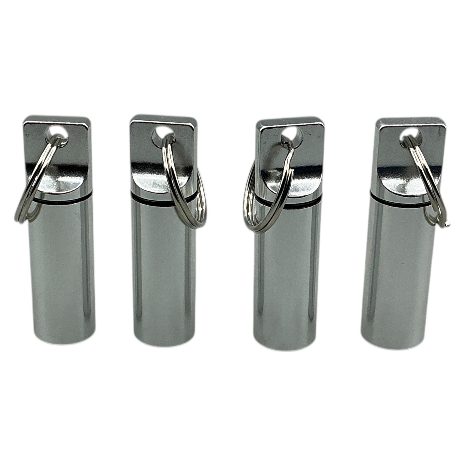 4 Pack Aluminum Waterproof Pill Holder Keychain Container Survival Kit