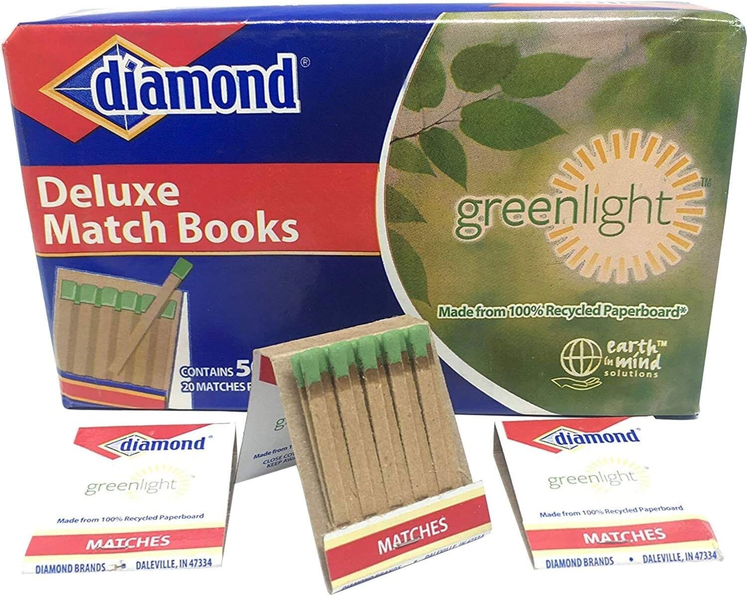 5 pk of Diamond Deluxe 50 Matchbooks, 1000 strike on box kitchen match FREESHIP