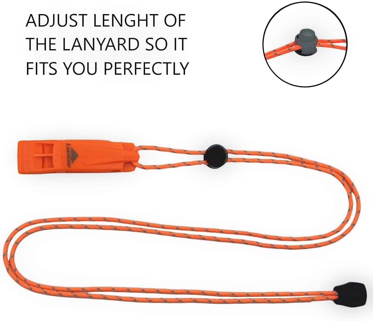 LuxoGear Emergency Whistles with Lanyard Safety Whistle Survival Shrill Loud