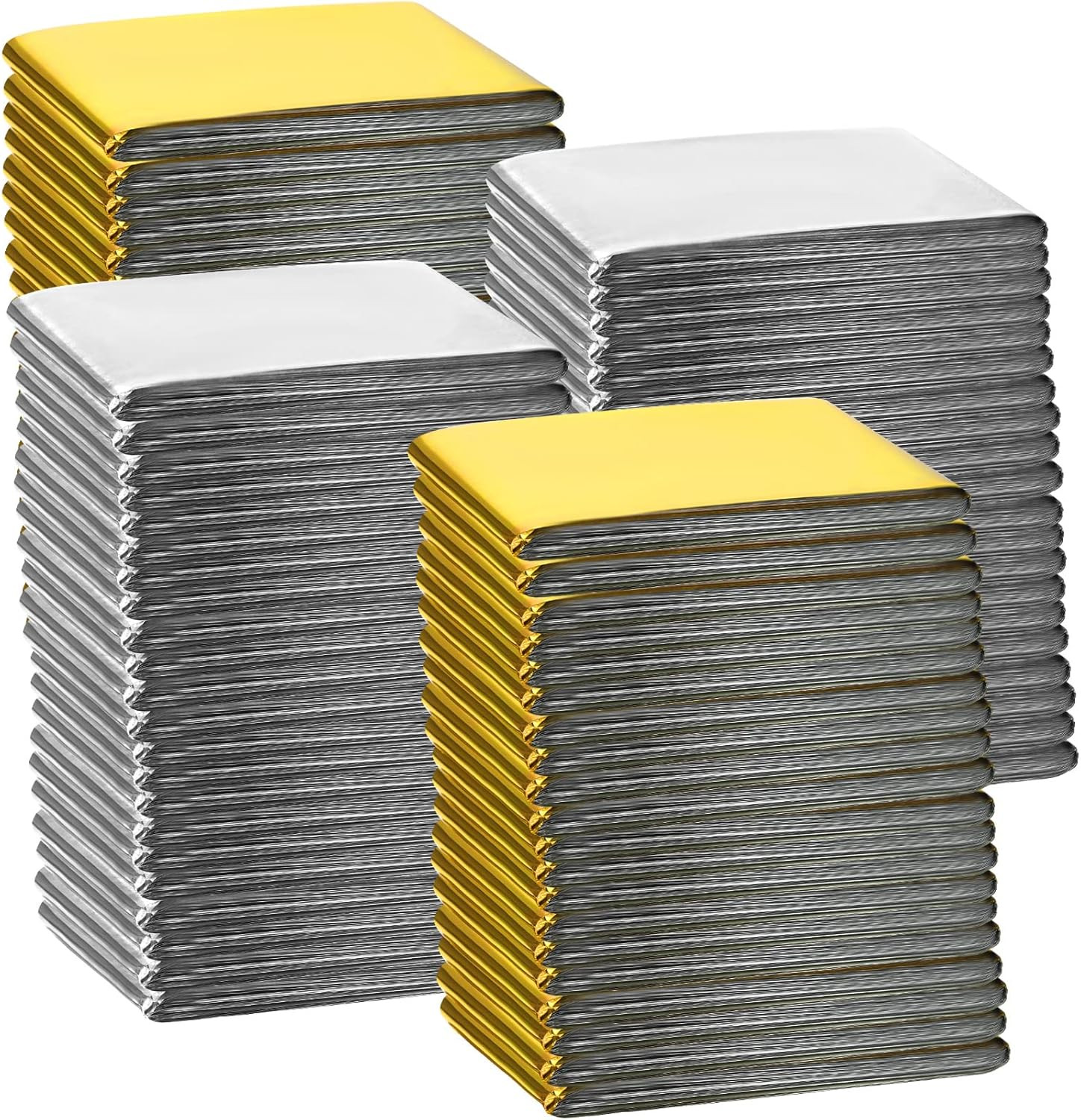 100 Pack Emergency Thermal Blankets Silver Foil Survival Blanket Kit for Outdoor