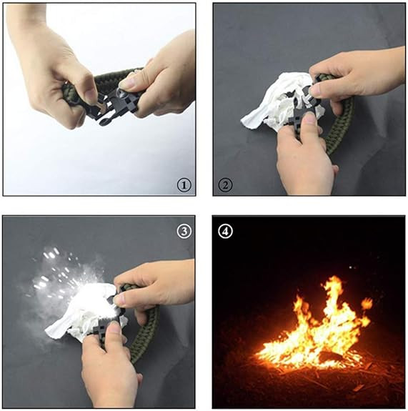 3x Paracord Bracelet Waterproof Outdoor Adjustable Survival emergency Knife Kit