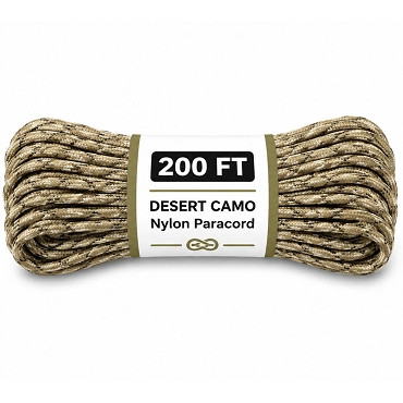 The Bone Edge – Desert Camo 200 ft Premium 550 Paracord