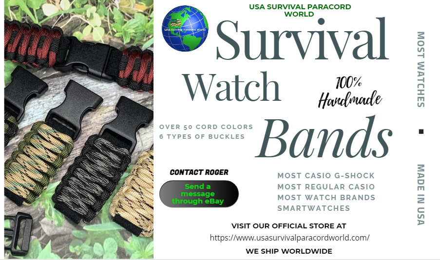 20 22mm Customized Camouflage Colors Adjustable Survival Paracord Watch Band