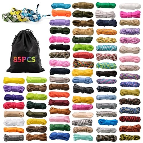 85 Pcs Paracord 550 Combo Kit 10 Feet Tent Rope Multifunction Parachute