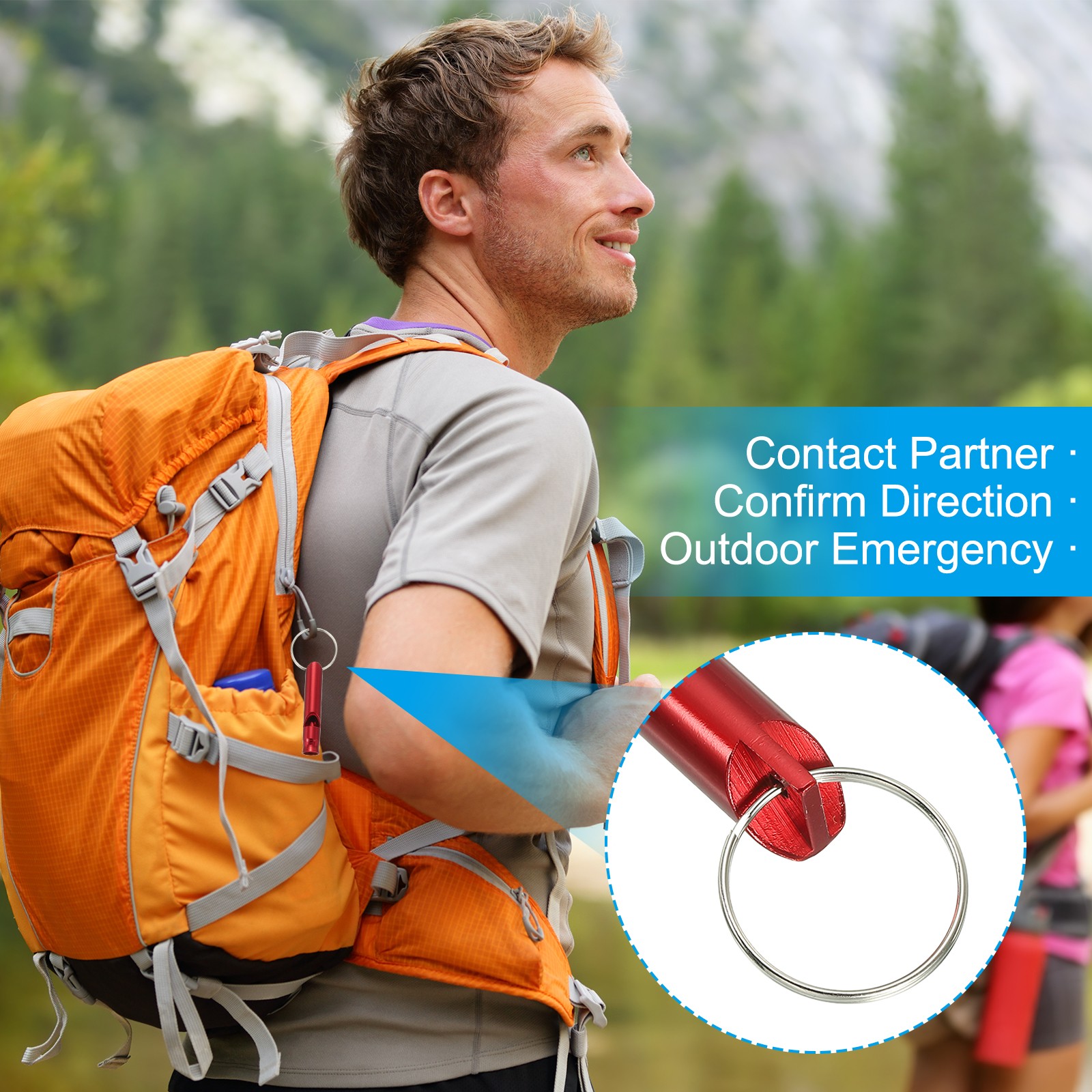 Emergency Whistle, 5pcs Safety Survival Whistle for Camping Hiking, Red