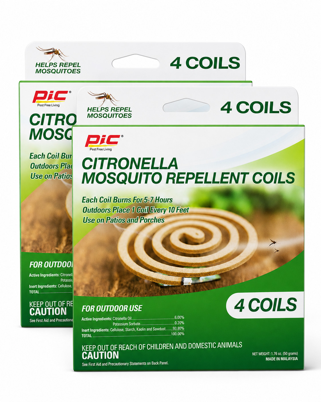 PIC Citronella Mosquito Repellent Coils 4 Coils x 2 Packs Outdoor Patio