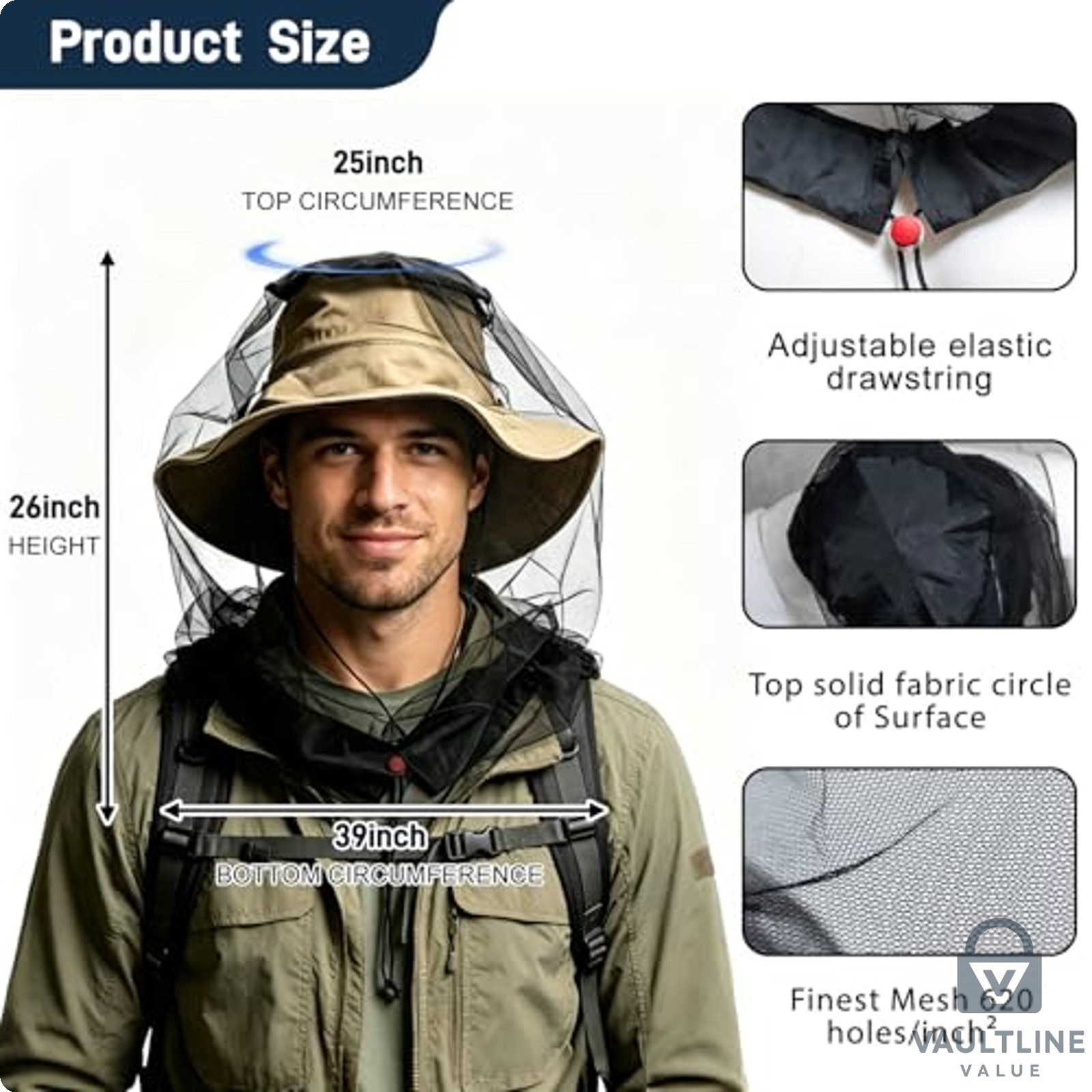 2 Pack Mosquito Head Nets – Fine Mesh Insect Protection for Hiking and Camping