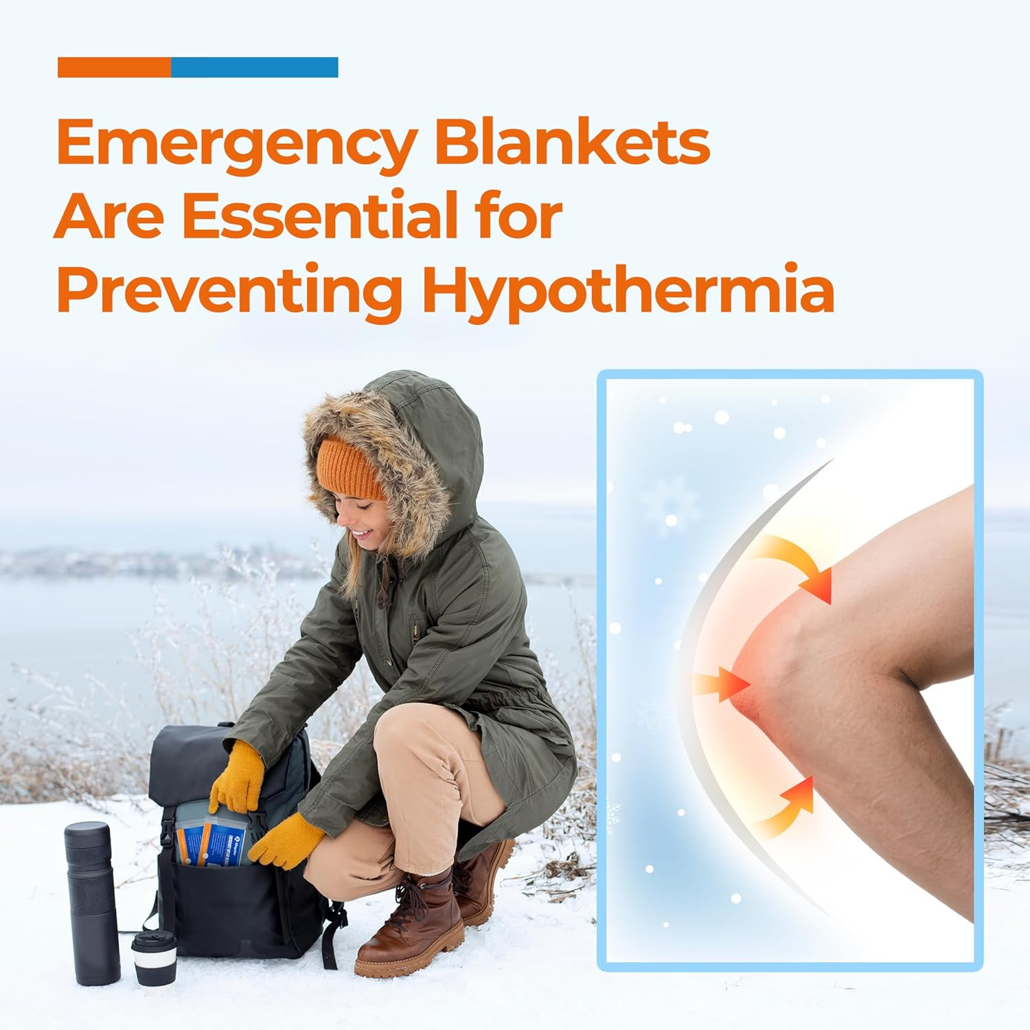 Emergency Blankets (4 Packs, 84″ L X 52″ W) Mylar Thermal Blankets for Survival