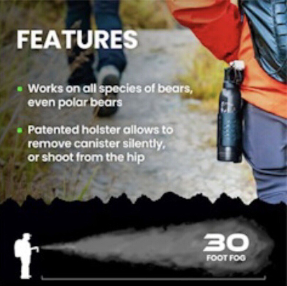 GRIZGuard 30 Feet BEAR Deterrent Repellent Spray 7. 9 oz GLOW CAP CAMPING HIKING
