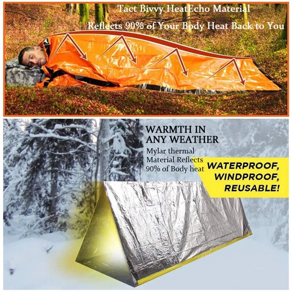 Waterproof Emergency Survival Sleeping Bag Outdoor Thermal Sack Rescue Blanket