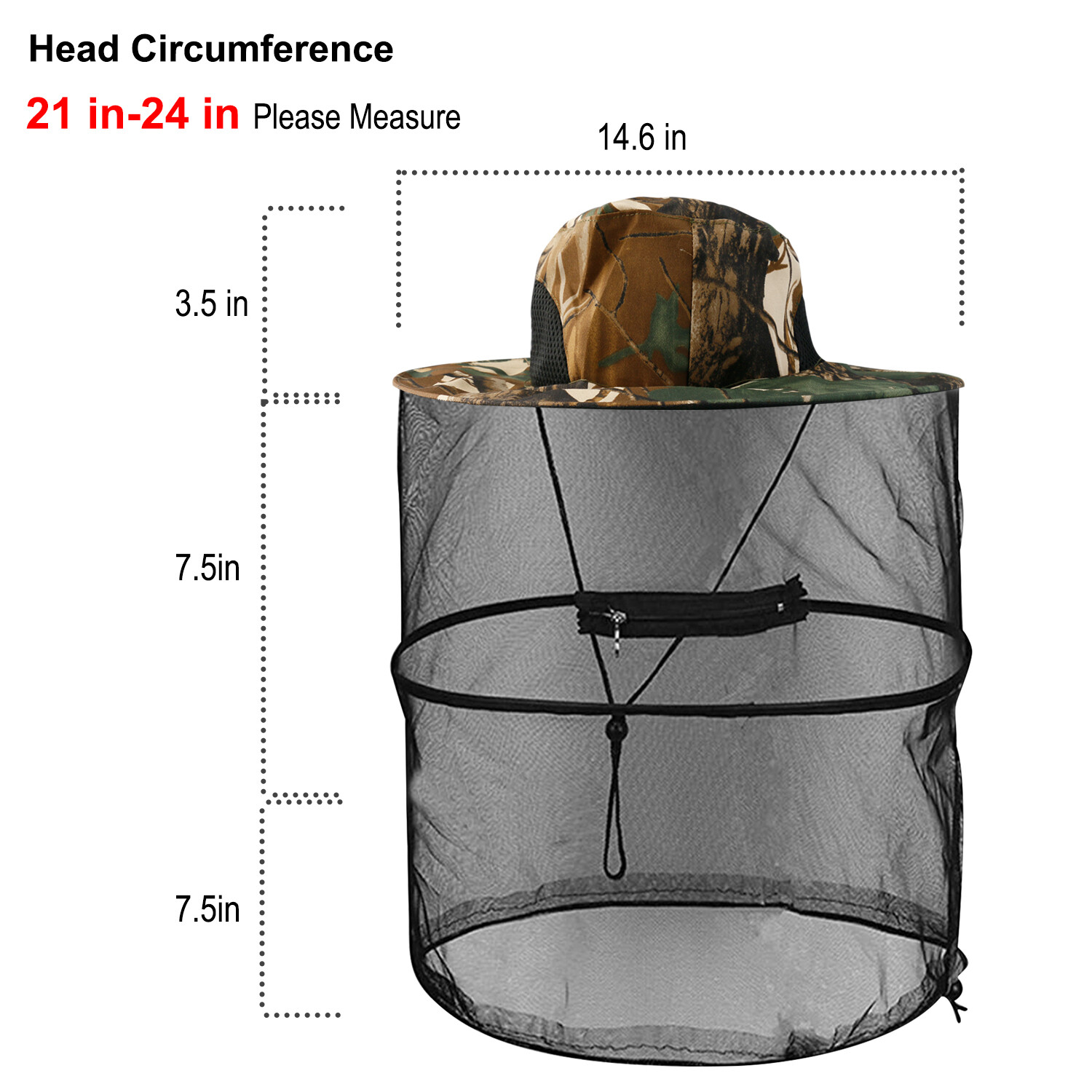 Anti-Mosquito Bug Bee Insect Head Net Hat Cap Sun Protection for Fishing Hiking