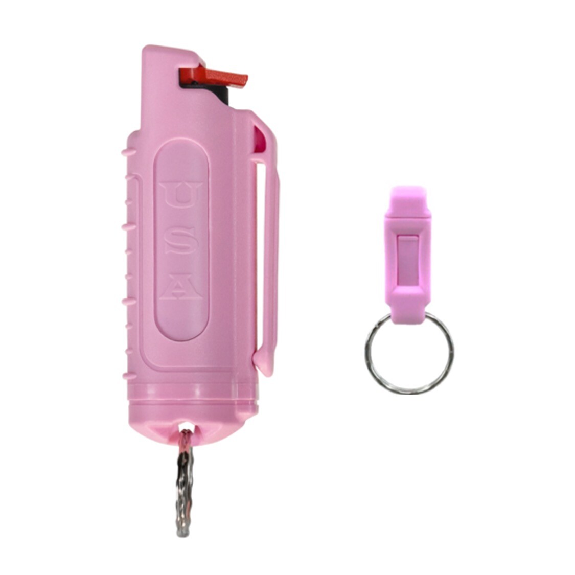 Police Magnum pepper spray .50oz pink molded keychain QR self defense protection