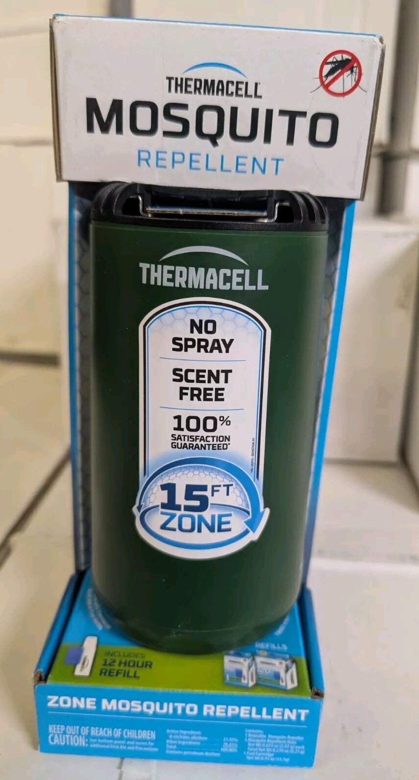 Thermacell Mosquito REPELLENT Patio Shield 15 ft ZONE NO SPRAY Refillable 12 hr.
