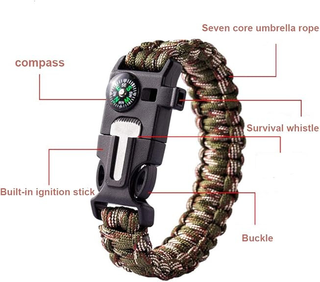3x Paracord Bracelet Waterproof Outdoor Adjustable Survival emergency Knife Kit