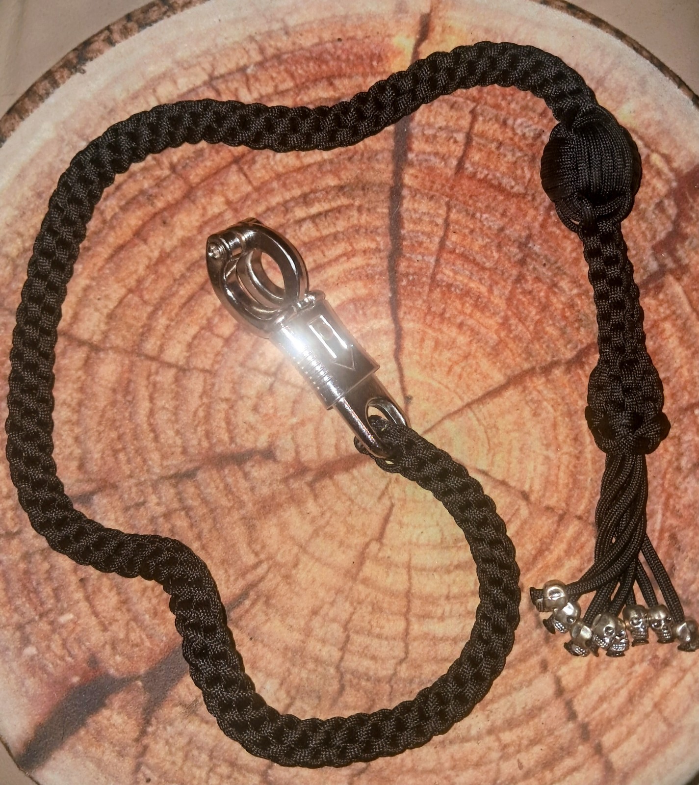 Silver Skulls Black Paracord Motorcycle Get Back Whip Biker Decorative 36″