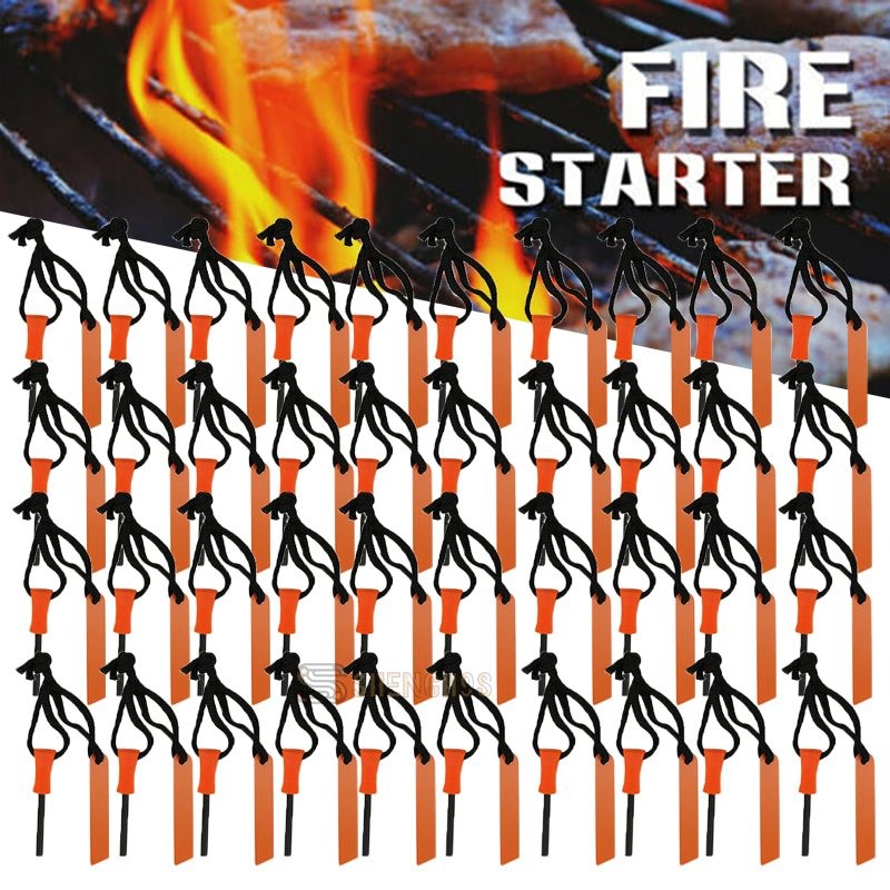 10-200PCS Emergency Flint Fire Starter Rod Lighter Magnesium Camping Tool Kits