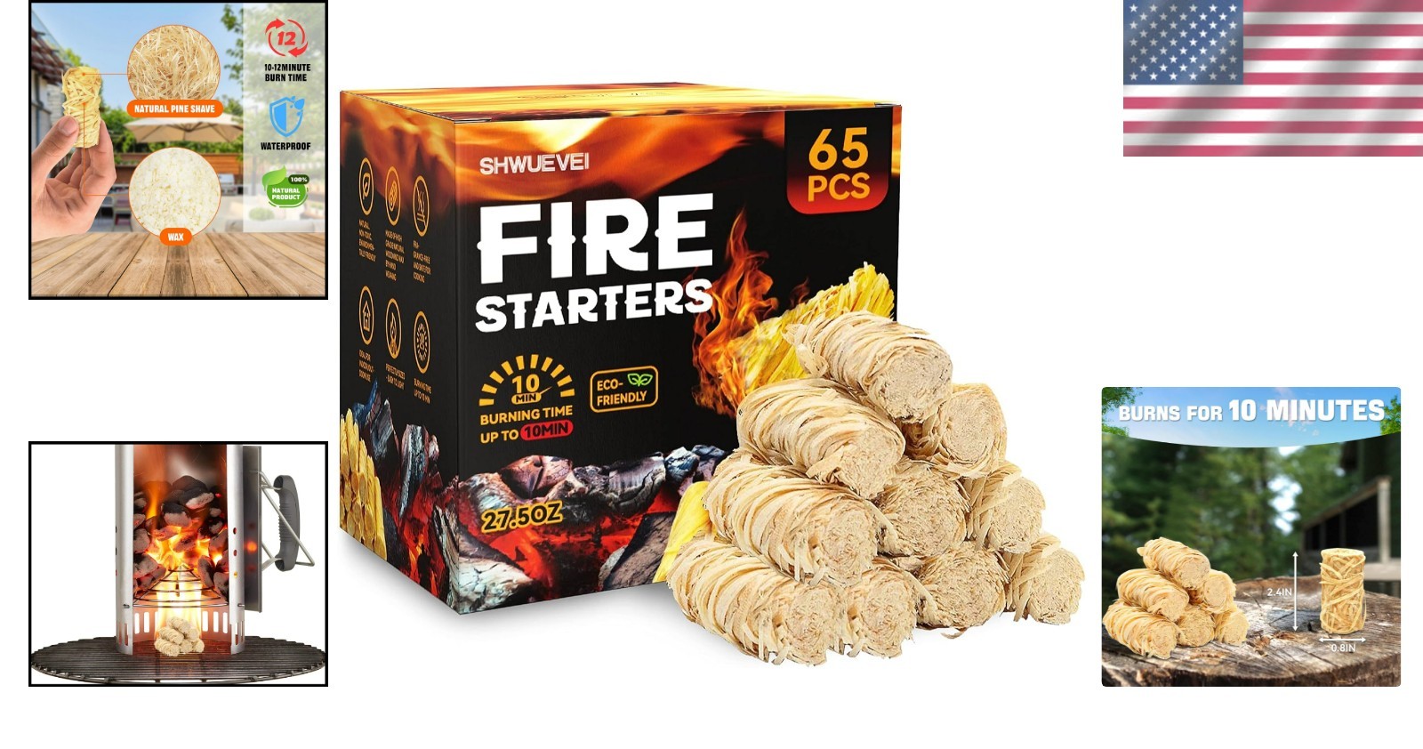 Portable 65 Piece Fire Starter Sticks: Safe, Odorless & Perfect for All Fires