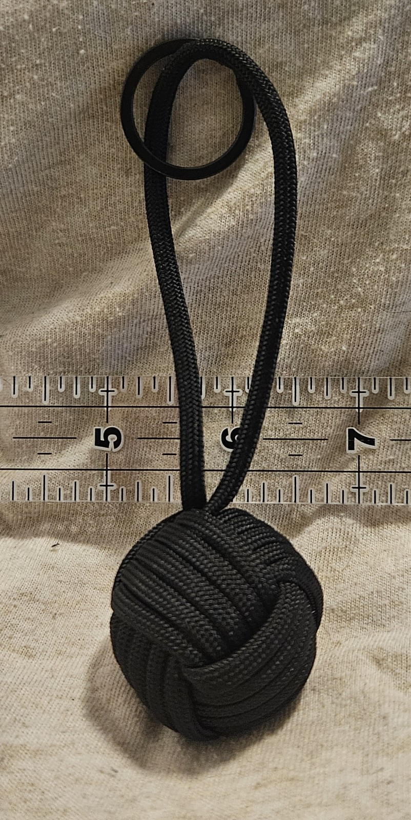 550 Paracord 1″ Pinball Decorative Monkey’s Fist 5″, Key Fob/Chain Black