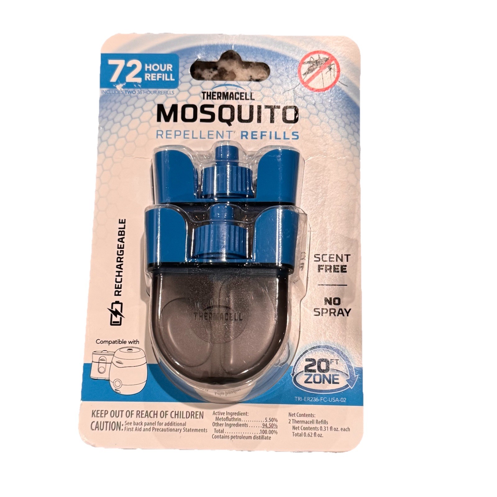 Thermacell Rechargeable Mosquito Repellent Refills 2-Pack, 72-Hour Duration