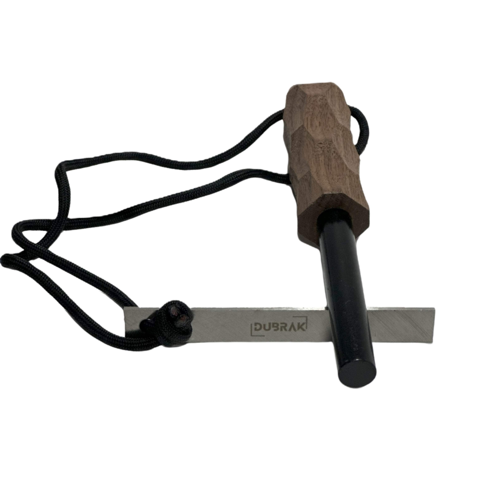 Dubrak Premium Wood Handle Fire Starter Ferro Rod for Camping