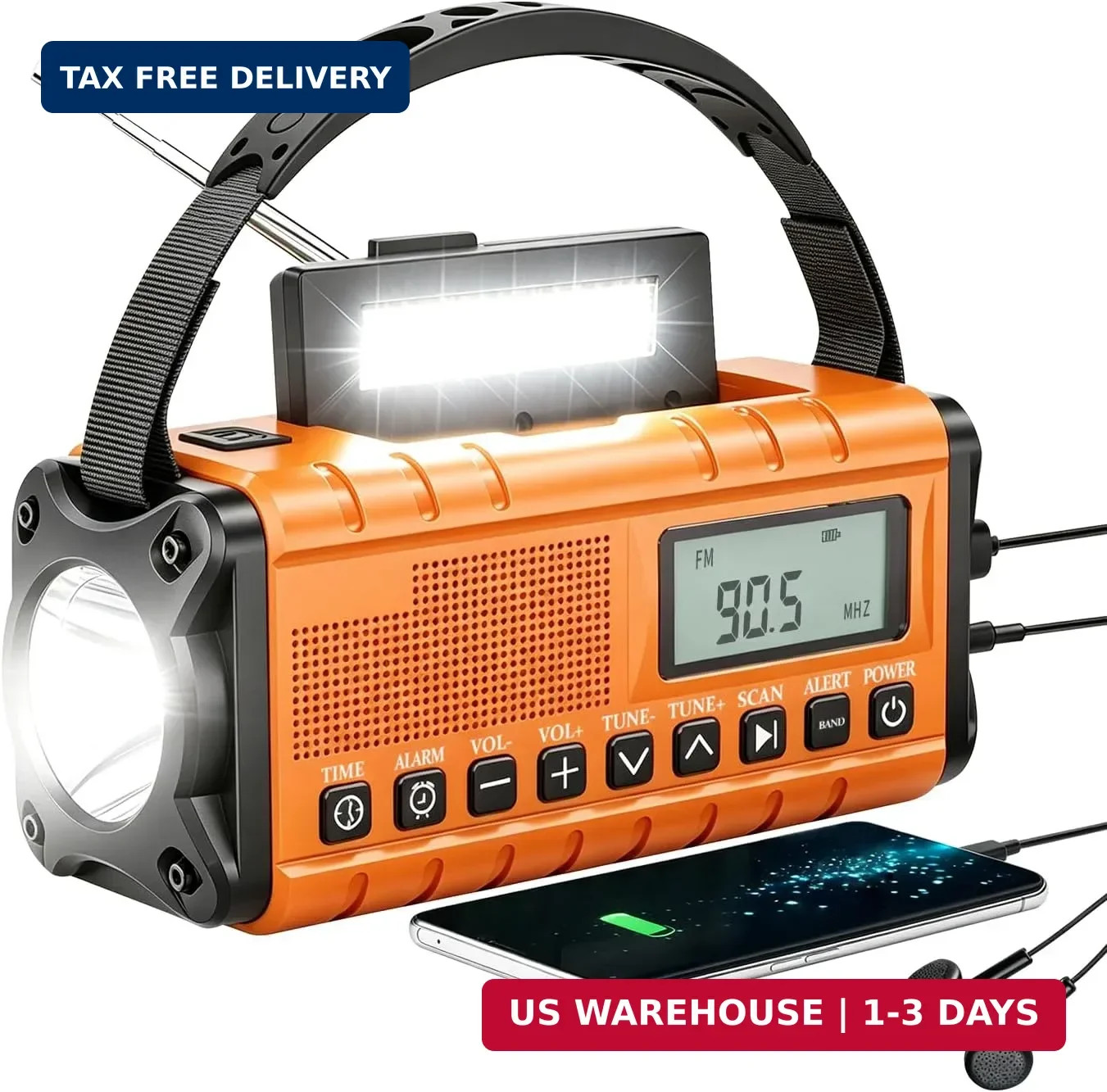10000mAh/37000mWh Emergency Radio-Weather Radio Portable AM FM Auto Scan with So