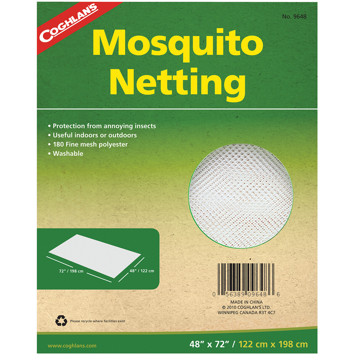 Coghlan’s Bug Netting, 48″ x 72″, Mesh Polyester Net