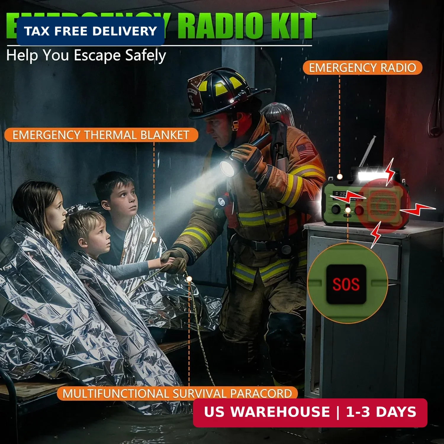 Emergency Radio Hand Crank Solar, 10000mAh/37000mWh Emergency Weather Radio, Han