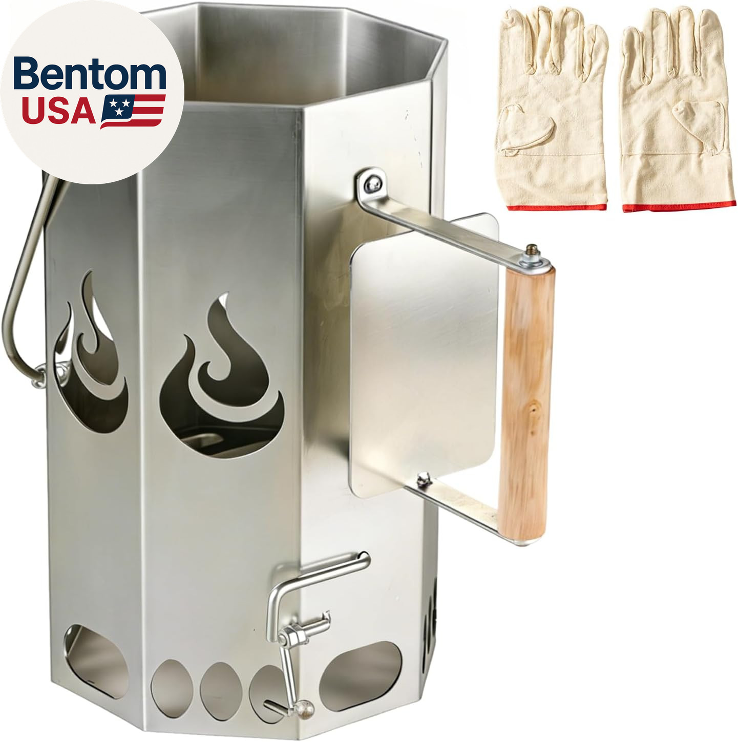 XL Heavy-Duty Charcoal Chimney Starter, 1.8Mm Thick Carbon Steel Quick Ignition