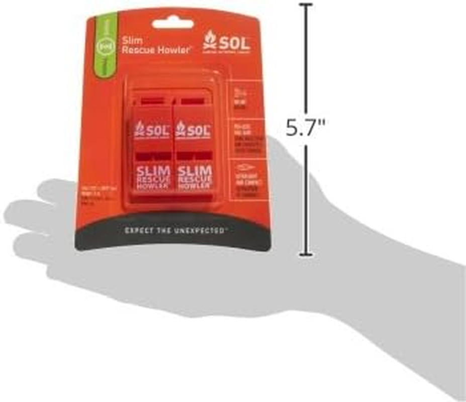 Slim Rescue Howler Whistle (2-Count), Orange, Mo