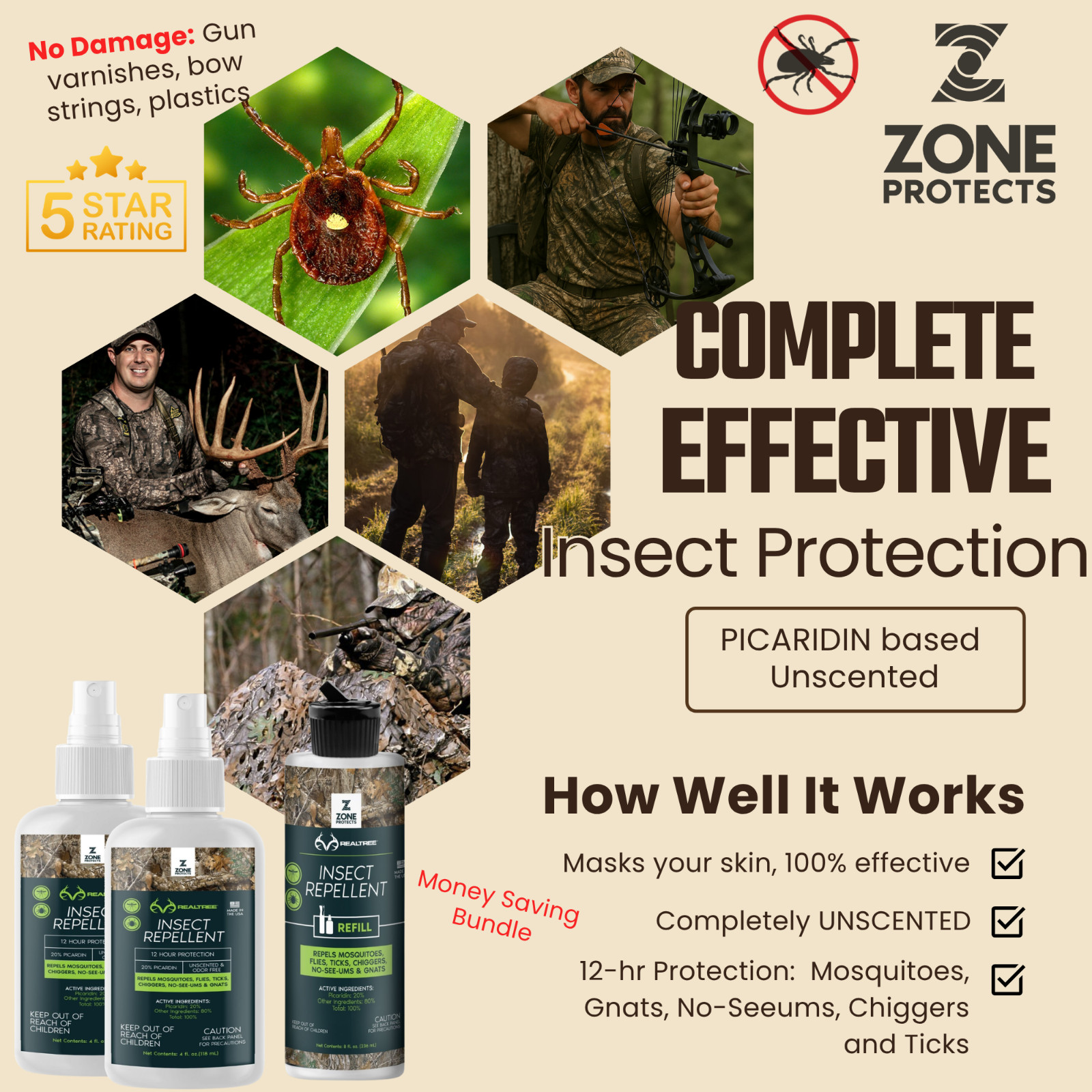 Zone Realtree Picaridin Insect Repellent Spray 2pk 4oz Spray and 8oz Refill