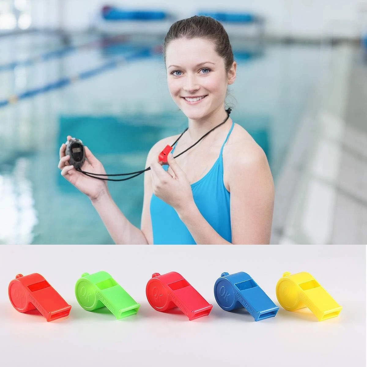 72PC New Plastic Whistles Bulk Whistles Training Sports Whistles with Lanyard