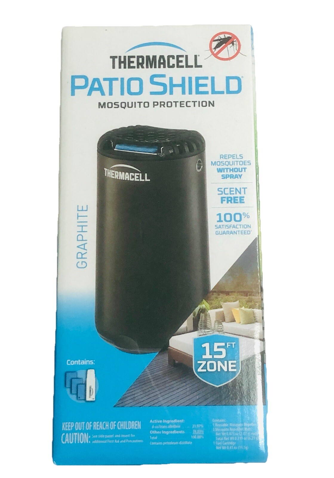 Brand New – THERMACELL Patio Shield Mosquito Protection GRAPHITE 15 ft. Zone