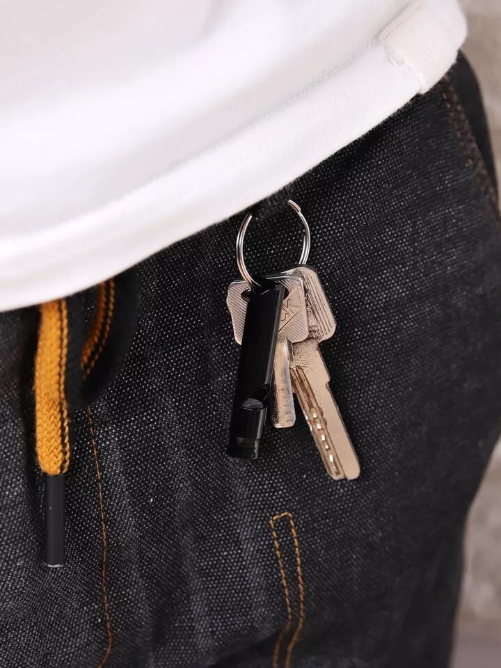 2PC Mixed Colorful Aluminum Survival Metal Whistle Self Defense Keychain Outdoor