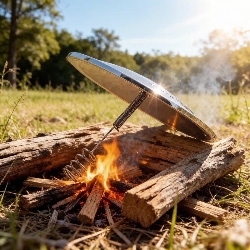 Solar Parabolic Mirror Fire Starter Emergency Survival Camping Hiking Tool Kit