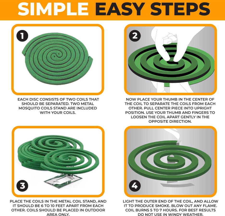 Mosquito Repellent Coils Outdoor 20 Count Essential Oil Patio Camping Backyard