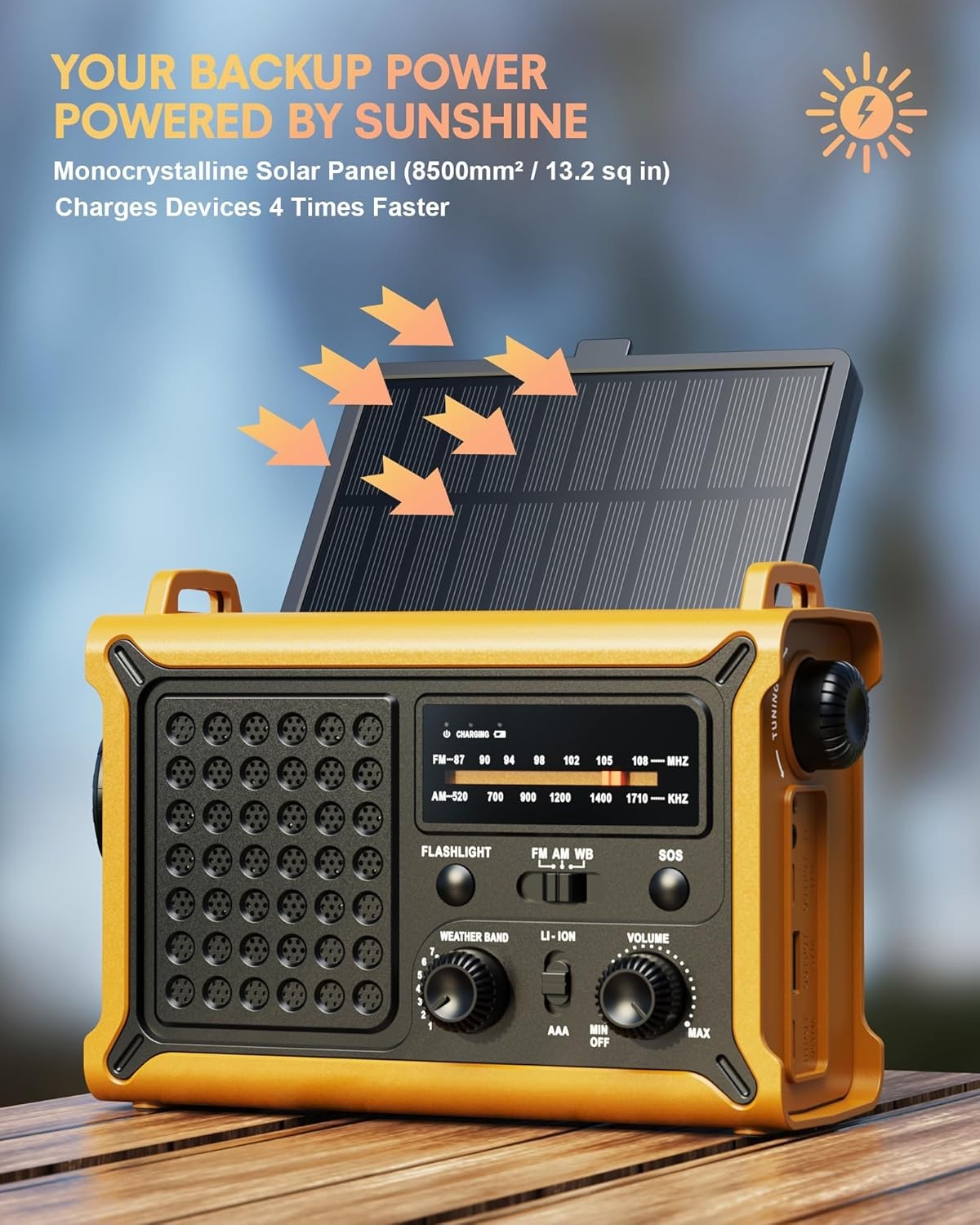 Hand Crank Emergency Radio Solar with 12000mAh Power Bank, NOAA/AM/FM/Weather Al