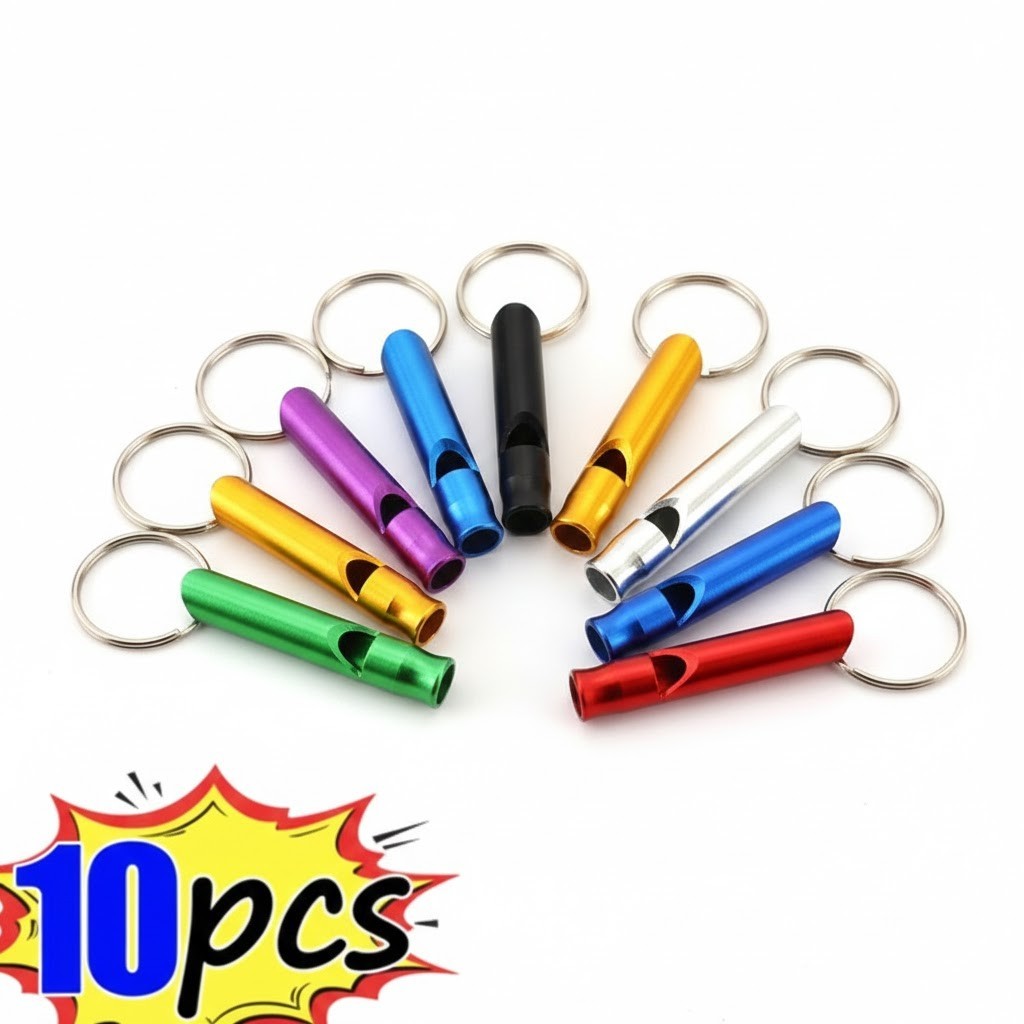 10pcs Aluminum Emergency Survival Whistle Keychain Camping Hiking Outdoor Gift
