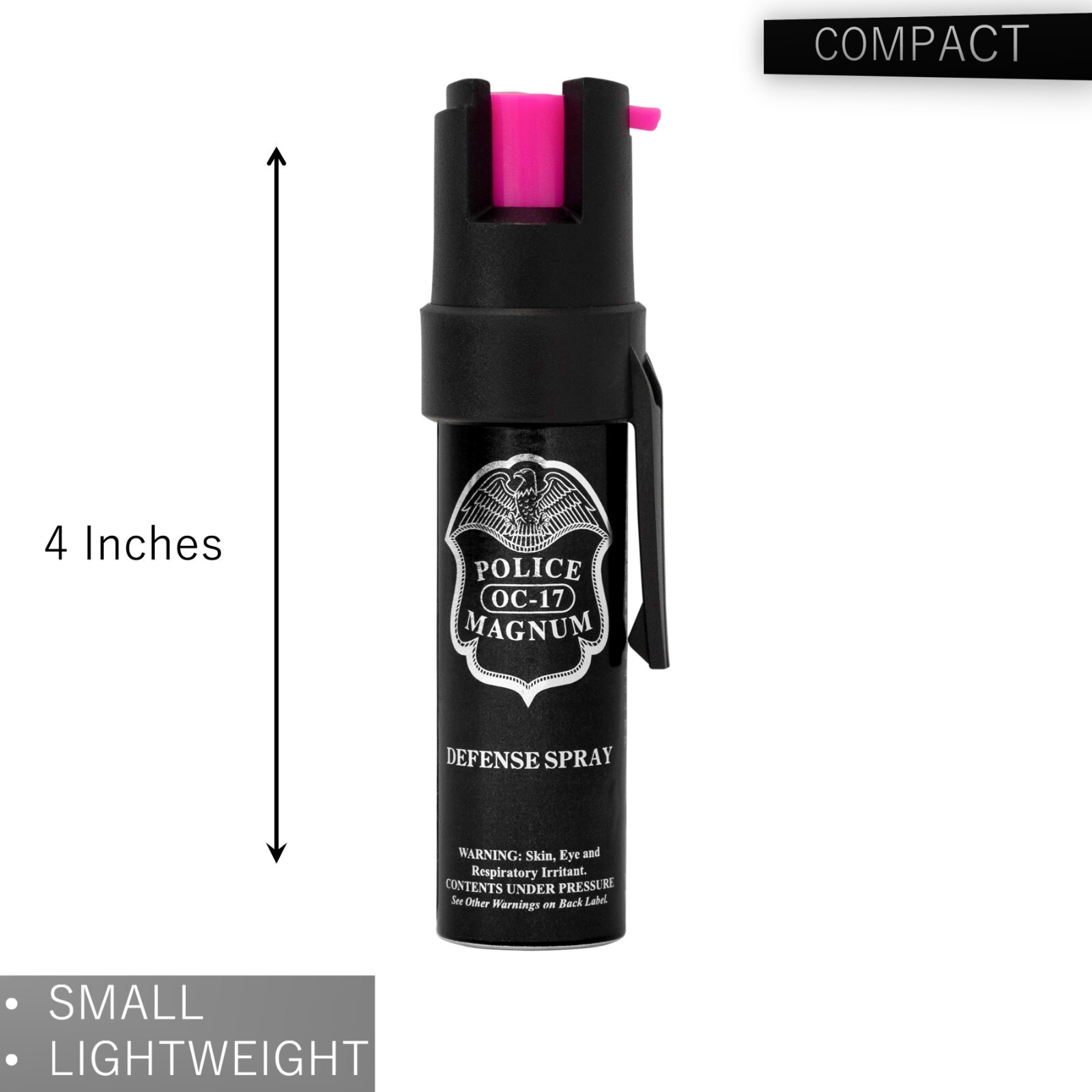 4 Police Magnum Pepper Spray Safety .75oz HP Pocket Clip Self Defense Protection