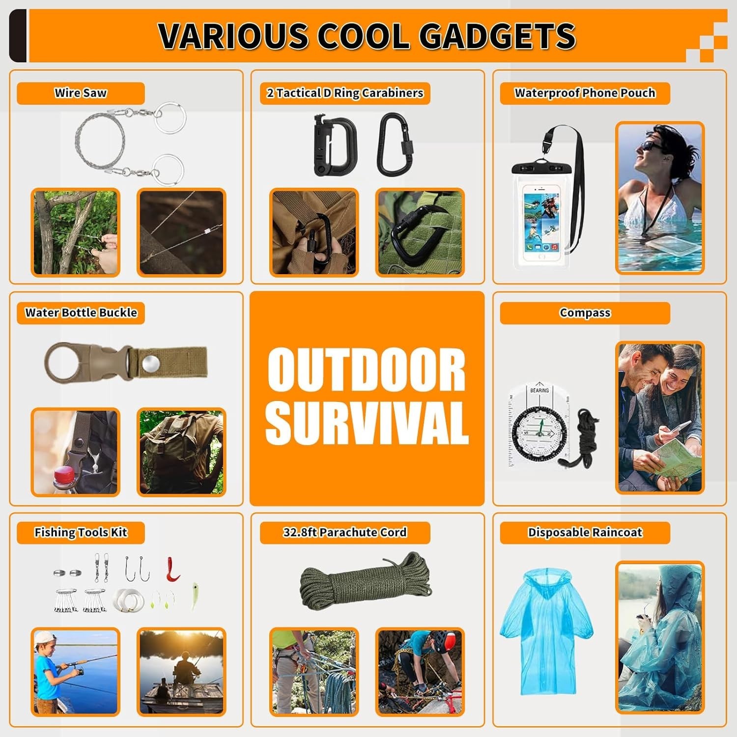 Survival Kit, Gifts for Men Women Teen Boys, 252 Pcs Survival Gear and Equipment