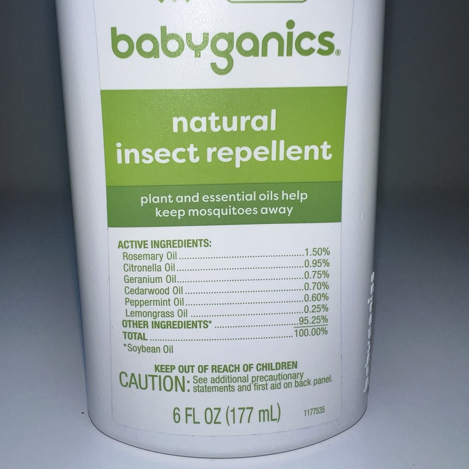 Babyganics Natural Insect Repellent Deet Free Plant and Essential Oils 6 fl Oz