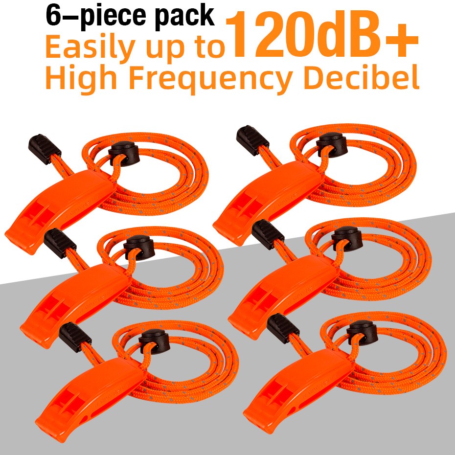 6 Pcs Safety Whistle Marine Whistle Plastic Whistles with Lanyard for Emergency